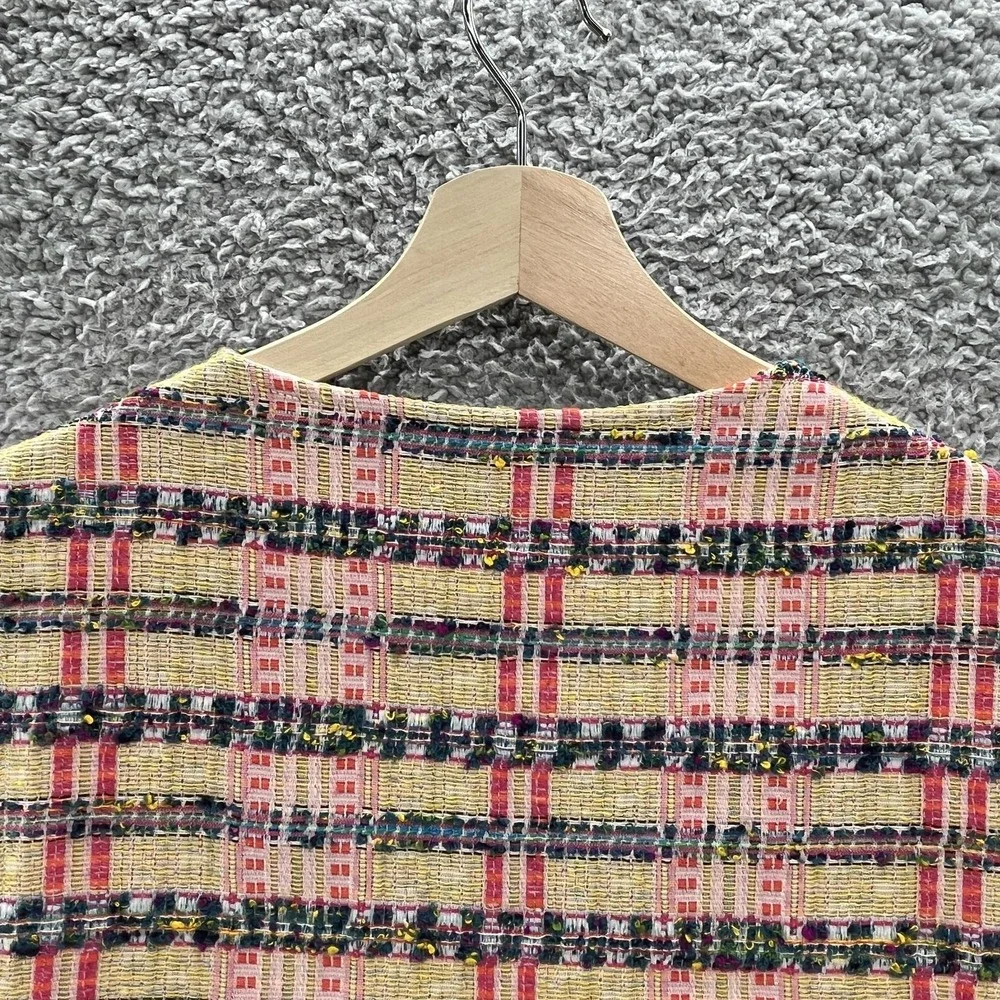 Sezane Dress 4 Multicolor Plaid Tweed Katie Sleeveless MOD Retro Mini Shift - Picture 12 of 13